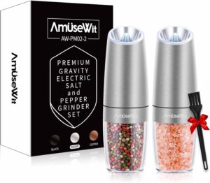 AmuseWit Gravity Electric Salt and Pepper Grinder Set