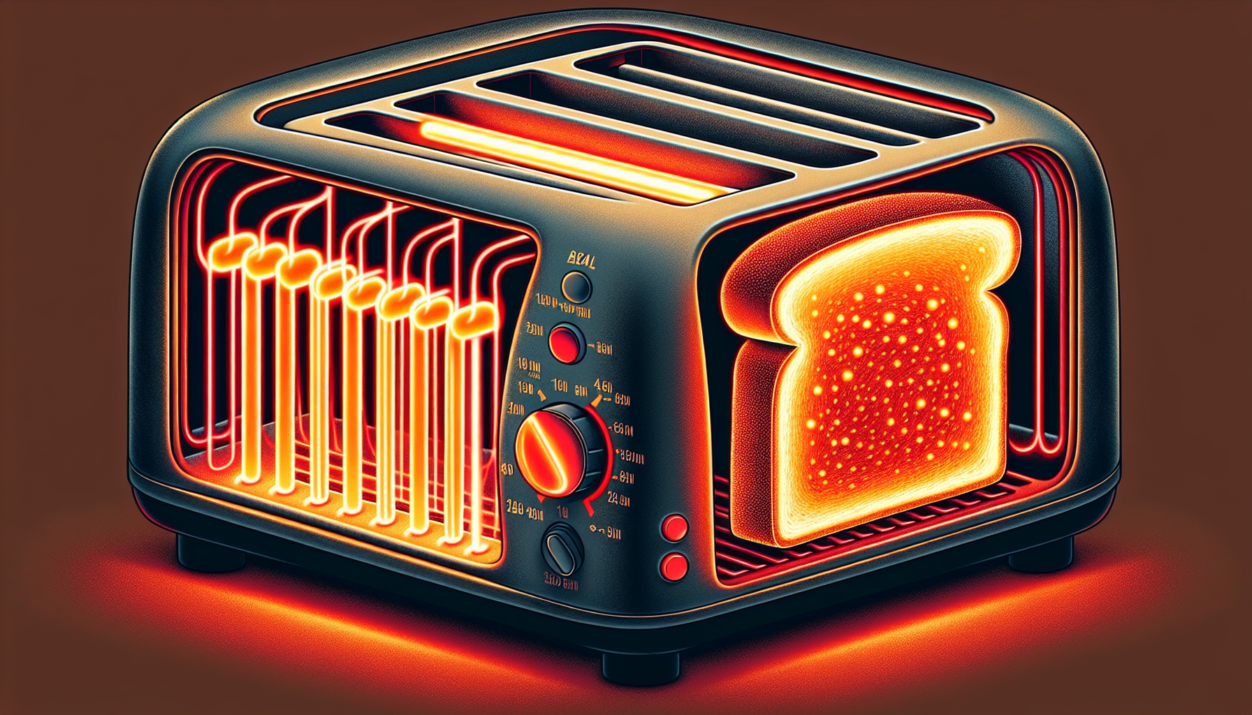 Illustration of heating elements in a toaster