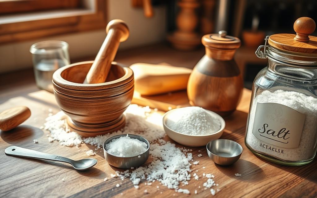 Salt grinding tools and kitchen equipment