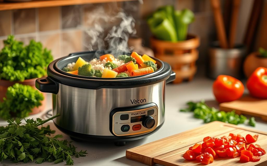 Steaming vegetables in a rice cooker