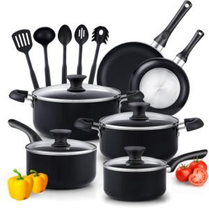 Cook N Home 15-Piece Nonstick Stay Cool Handle Cookware Set