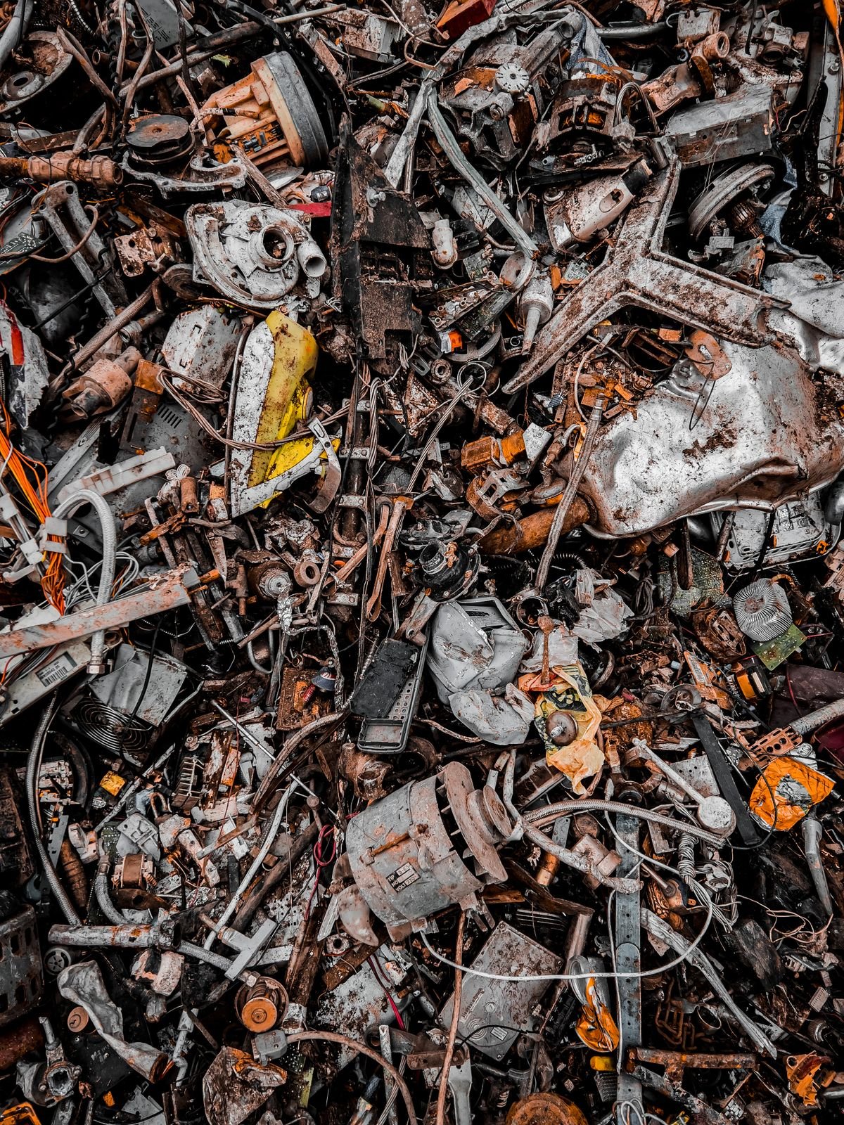 Pile of scrap metal ready for recycling