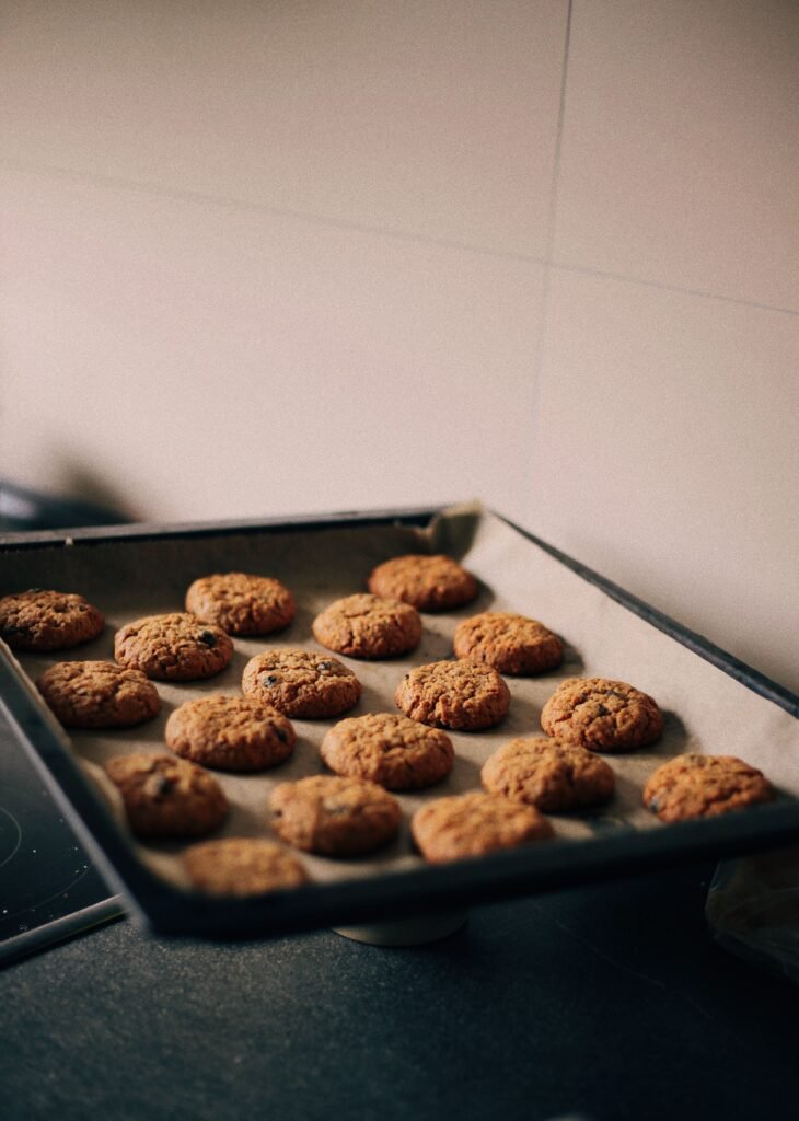 tray of home baked cookies cooling
