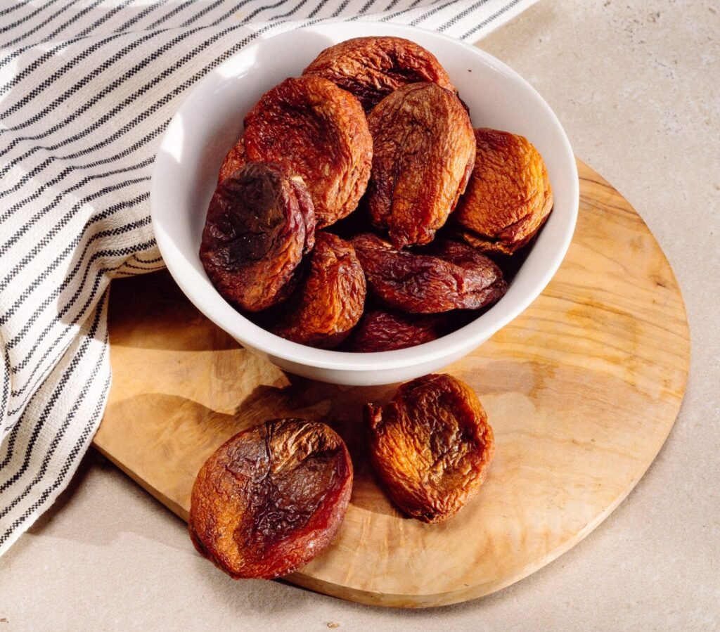 bowl of dried apricots dehydrated at home