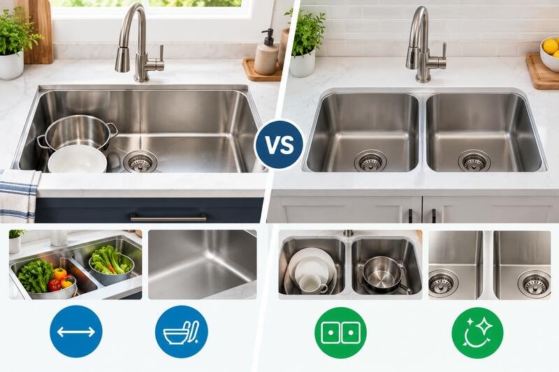 Low divide sink vs standard 50/50 double sink low divide sink